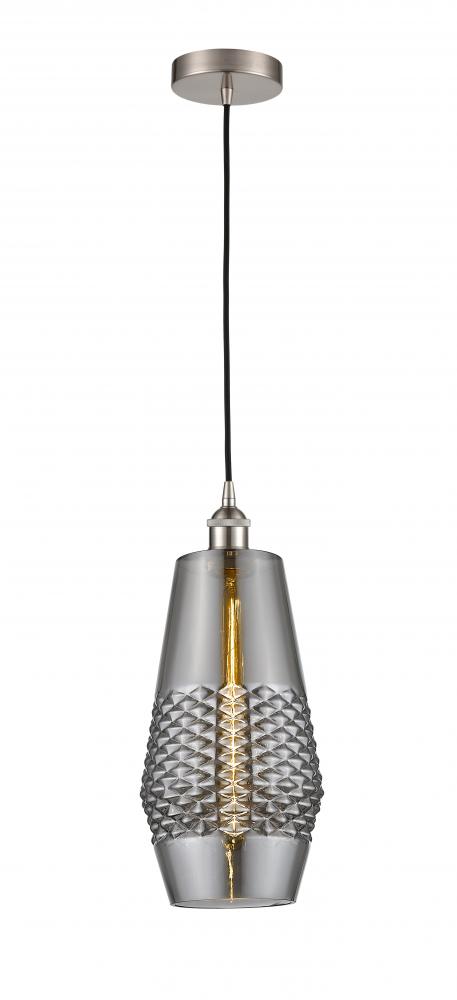 Windham - 1 Light - 7 inch - Brushed Satin Nickel - Cord hung - Mini Pendant