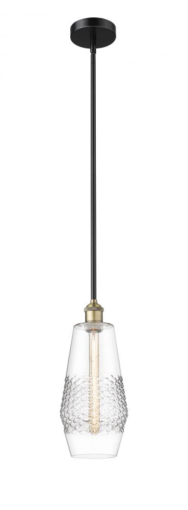 Windham - 1 Light - 7 inch - Black Antique Brass - Cord hung - Mini Pendant