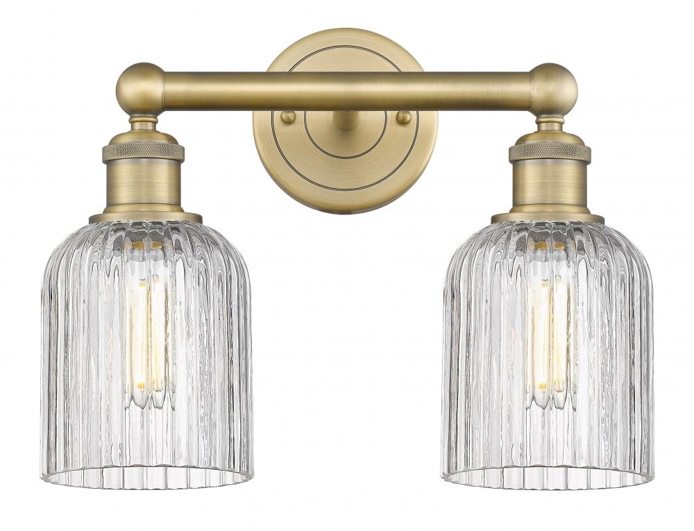 Bridal Veil - 2 Light - 14 inch - Brushed Brass - Bath Vanity Light