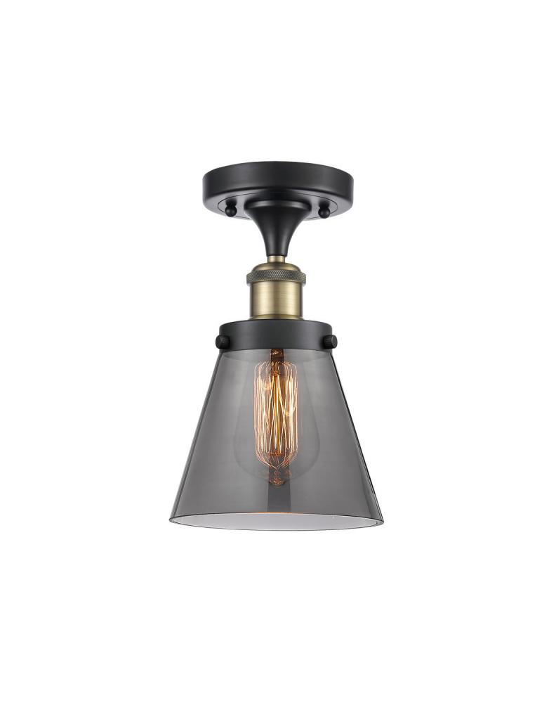 Cone - 1 Light - 6 inch - Black Antique Brass - Semi-Flush Mount