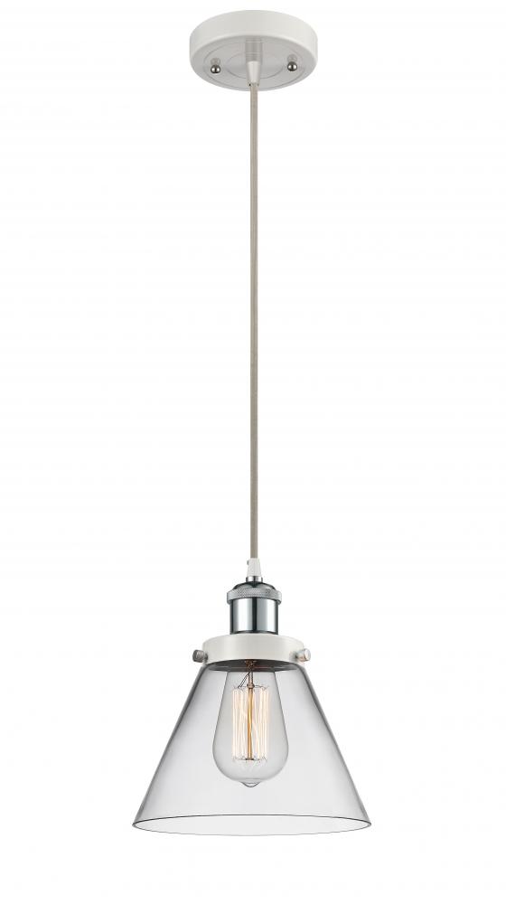 Cone - 1 Light - 8 inch - White Polished Chrome - Cord hung - Mini Pendant