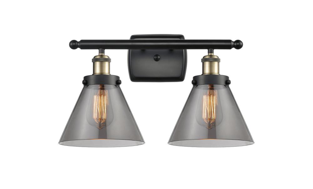 Cone - 2 Light - 18 inch - Black Antique Brass - Bath Vanity Light