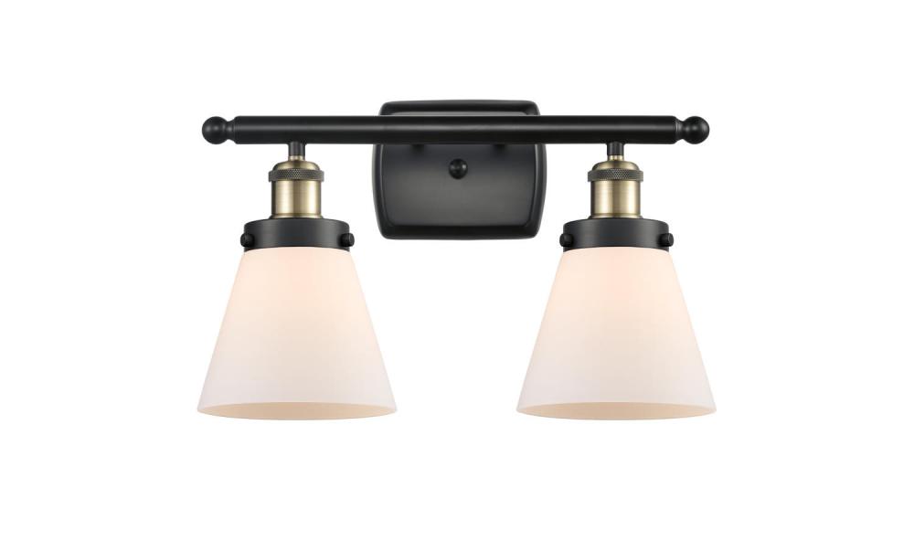 Cone - 2 Light - 16 inch - Black Antique Brass - Bath Vanity Light