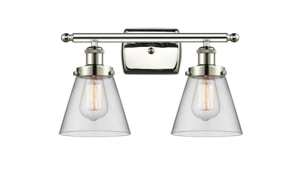 Cone - 2 Light - 16 inch - Polished Nickel - Bath Vanity Light