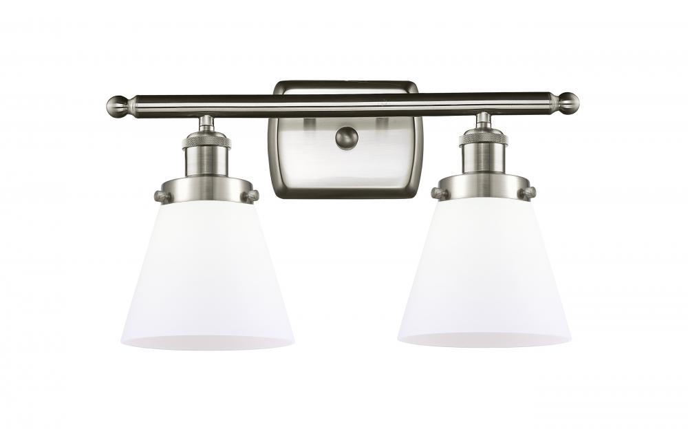 Cone - 2 Light - 16 inch - Brushed Satin Nickel - Bath Vanity Light