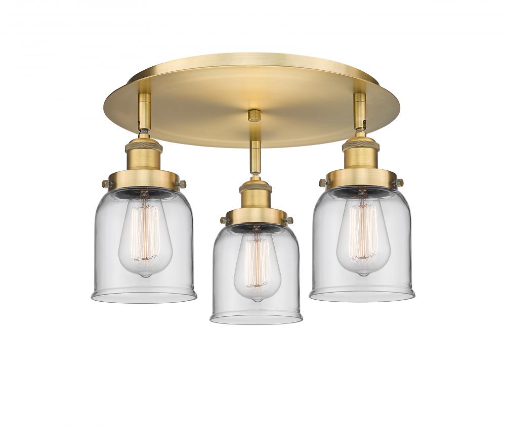 Edison - 3 Light - 17 inch - Brushed Brass - Flush Mount