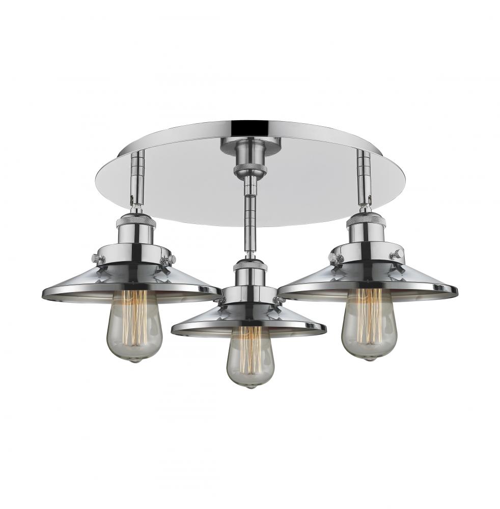 Edison - 3 Light - 20 inch - Polished Chrome - Flush Mount