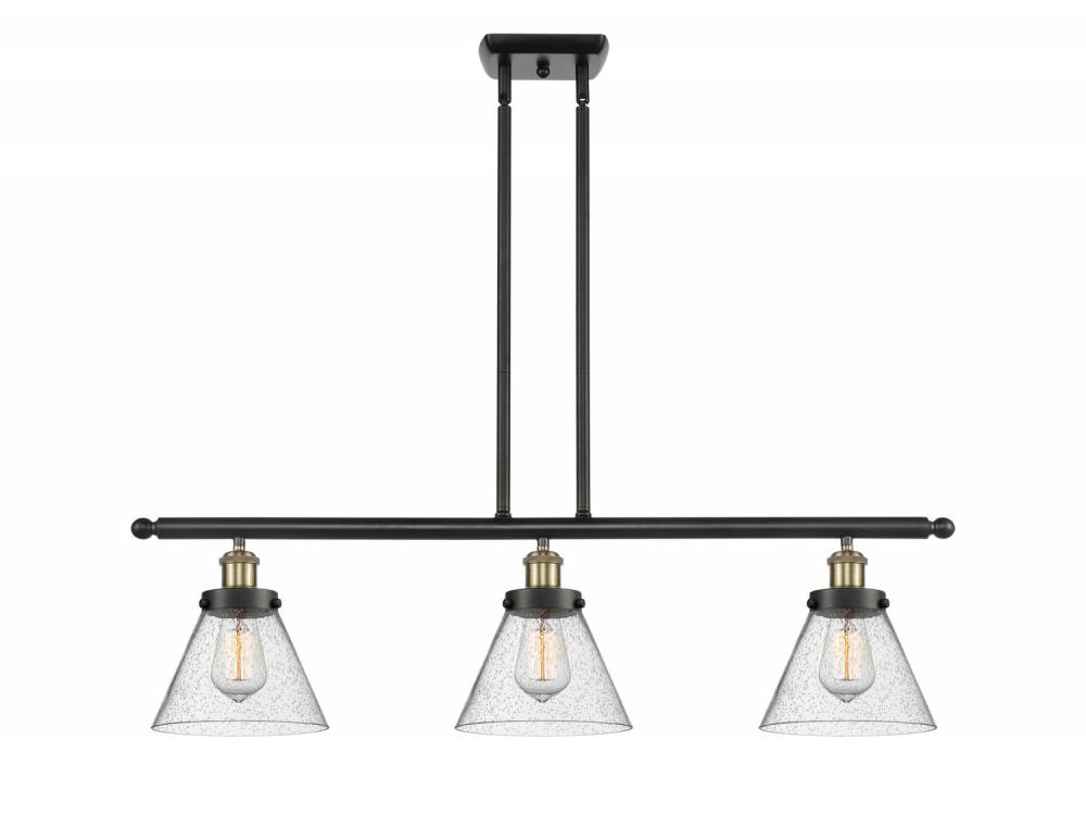 Cone - 3 Light - 36 inch - Black Antique Brass - Stem Hung - Island Light