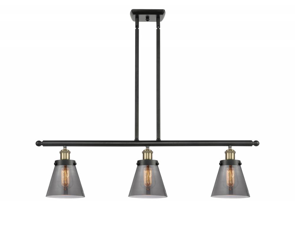 Cone - 3 Light - 36 inch - Black Antique Brass - Stem Hung - Island Light