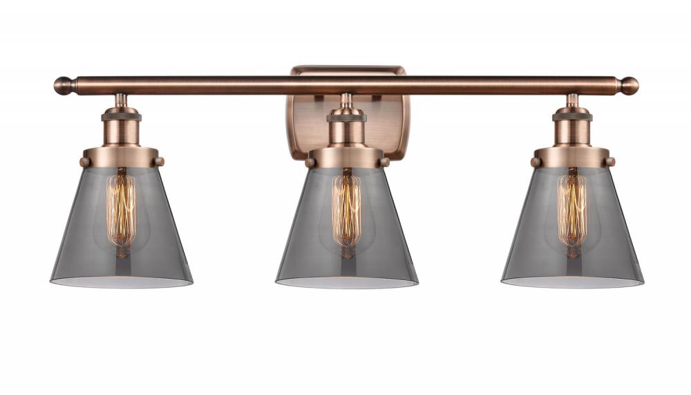 Cone - 3 Light - 26 inch - Antique Copper - Bath Vanity Light