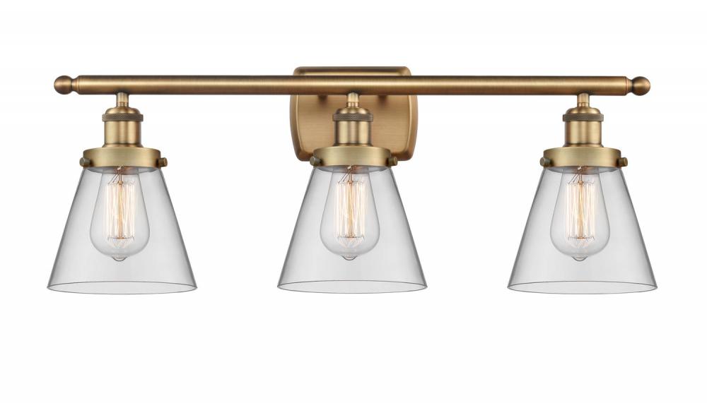 Cone - 3 Light - 26 inch - Brushed Brass - Bath Vanity Light