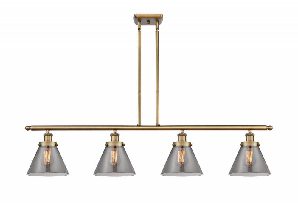 Cone - 4 Light - 48 inch - Brushed Brass - Stem Hung - Island Light