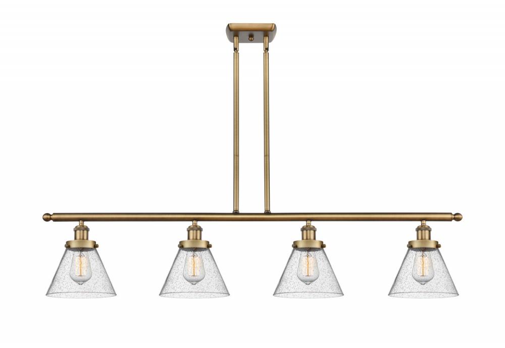 Cone - 4 Light - 48 inch - Brushed Brass - Stem Hung - Island Light