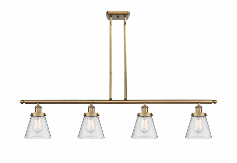 Cone - 4 Light - 48 inch - Brushed Brass - Stem Hung - Island Light