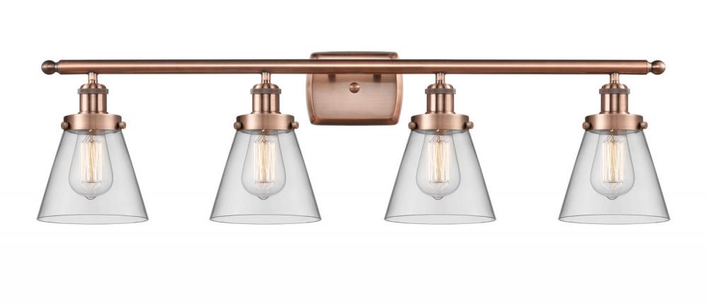 Cone - 4 Light - 36 inch - Antique Copper - Bath Vanity Light