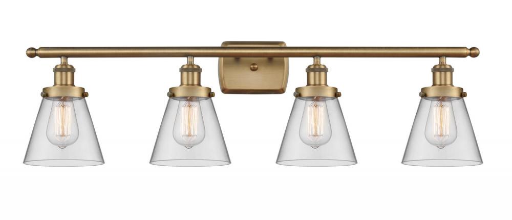 Cone - 4 Light - 36 inch - Brushed Brass - Bath Vanity Light