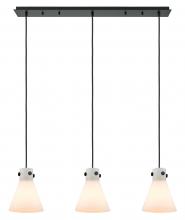 Innovations Lighting 123-410-1PS-BK-G411-8WH - Newton Cone - 3 Light - 40 inch - Matte Black - Linear Pendant