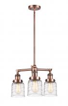 Innovations Lighting 207-AC-G513 - Bell - 3 Light - 19 inch - Antique Copper - Stem Hung - Chandelier