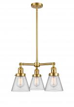 Innovations Lighting 207-SG-G62 - Cone - 3 Light - 19 inch - Satin Gold - Stem Hung - Chandelier