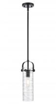 Innovations Lighting 423-1S-BK-G423-12DE - Pilaster II Cylinder - 1 Light - 12 inch Long Glass - Matte Black - Pendant