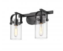 Innovations Lighting 423-2W-BK-G423-7CL - Pilaster II Cylinder - 2 Light - 15 inch - Matte Black - Bath Vanity Light