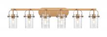 Innovations Lighting 423-6W-BB-G423-7DE - Pilaster II Cylinder - 6 Light - 44 inch - Brushed Brass - Bath Vanity Light