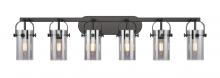 Innovations Lighting 423-6W-BK-G423-7SM - Pilaster II Cylinder - 6 Light - 44 inch - Matte Black - Bath Vanity Light