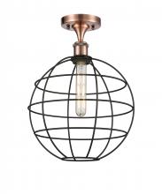 Innovations Lighting 516-1C-AC-CE-12-BK - Lake Placid - 1 Light - 12 inch - Antique Copper - Semi-Flush Mount