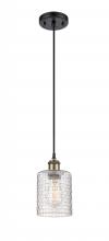 Innovations Lighting 516-1P-BAB-G112C-5CL - Cobbleskill - 1 Light - 5 inch - Black Antique Brass - Cord hung - Mini Pendant