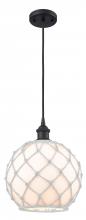 Innovations Lighting 516-1P-BK-G121-10RW - Farmhouse Rope - 1 Light - 10 inch - Matte Black - Cord hung - Mini Pendant