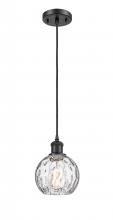 Innovations Lighting 516-1P-BK-G1215-6 - Athens Water Glass - 1 Light - 6 inch - Matte Black - Cord hung - Mini Pendant