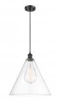 Innovations Lighting 516-1P-BK-GBC-162 - Berkshire - 1 Light - 16 inch - Matte Black - Cord hung - Pendant