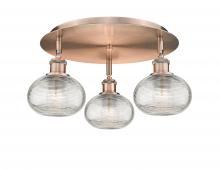 Innovations Lighting 516-3C-AC-G555-6CL - Ithaca - 3 Light - 18 inch - Antique Copper - Flush Mount