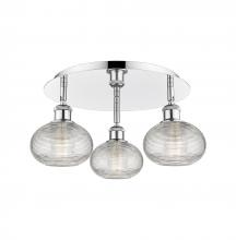 Innovations Lighting 516-3C-PC-G555-6CL - Ithaca - 3 Light - 18 inch - Polished Chrome - Flush Mount