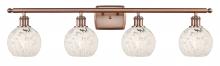 Innovations Lighting 516-4W-AC-G1216-6WM - White Mouchette - 4 Light - 36 inch - Antique Copper - Bath Vanity Light