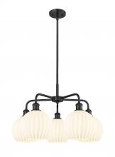 Innovations Lighting 516-5CR-BK-G1217-8WV - White Venetian - 5 Light - 26 inch - Matte Black - Chandelier