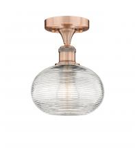 Innovations Lighting 616-1F-AC-G555-8CL - Ithaca - 1 Light - 8 inch - Antique Copper - Semi-Flush Mount