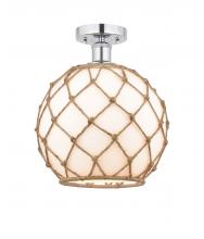 Innovations Lighting 616-1F-PC-G121-10RB - Farmhouse Rope - 1 Light - 10 inch - Polished Chrome - Semi-Flush Mount