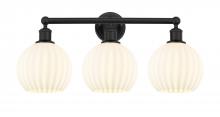 Innovations Lighting 616-3W-BK-G1217-8WV - White Venetian - 3 Light - 26 inch - Matte Black - Bath Vanity Light