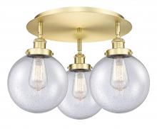 Innovations Lighting 916-3C-SG-G204-8 - Beacon - 3 Light - 20 inch - Satin Gold - Flush Mount