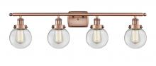 Innovations Lighting 916-4W-AC-G202-6 - Beacon - 4 Light - 36 inch - Antique Copper - Bath Vanity Light