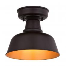 Vaxcel International T0770 - Cody 10.25-in. W Outdoor Semi-Flush Mount Oil Rubbed Bronze and Light Gold