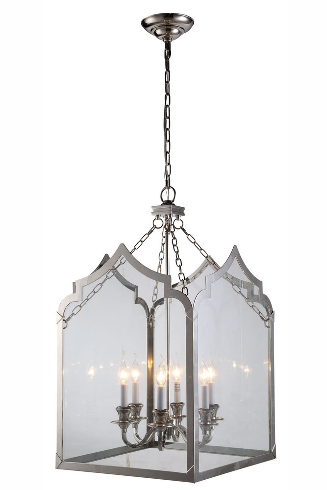 Newport Collection Chandelier D:20 H:35 Lt:6 polished Nickel Finish