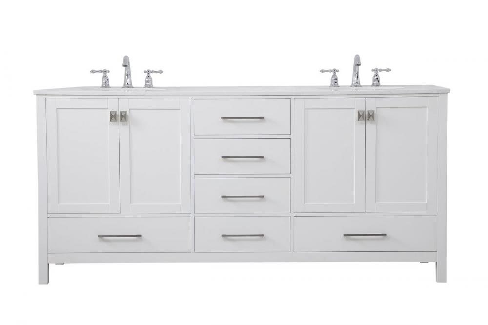 72 Inch Double Bathroom Vanity in White