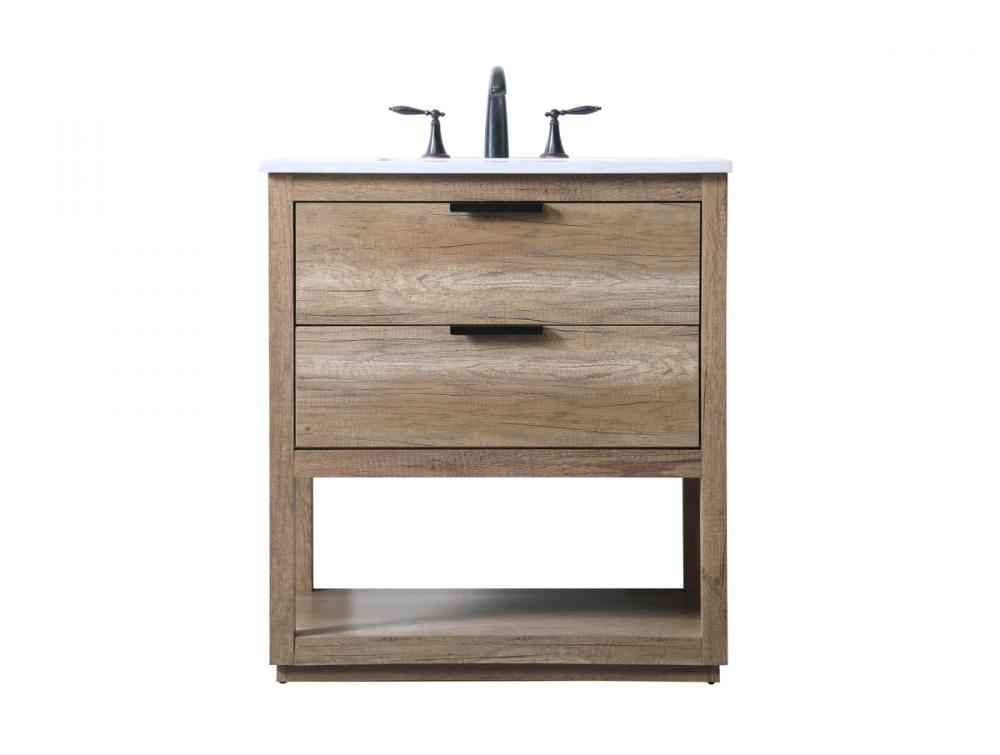 30 Inch Single Bathroom Vanity In Natural Oak