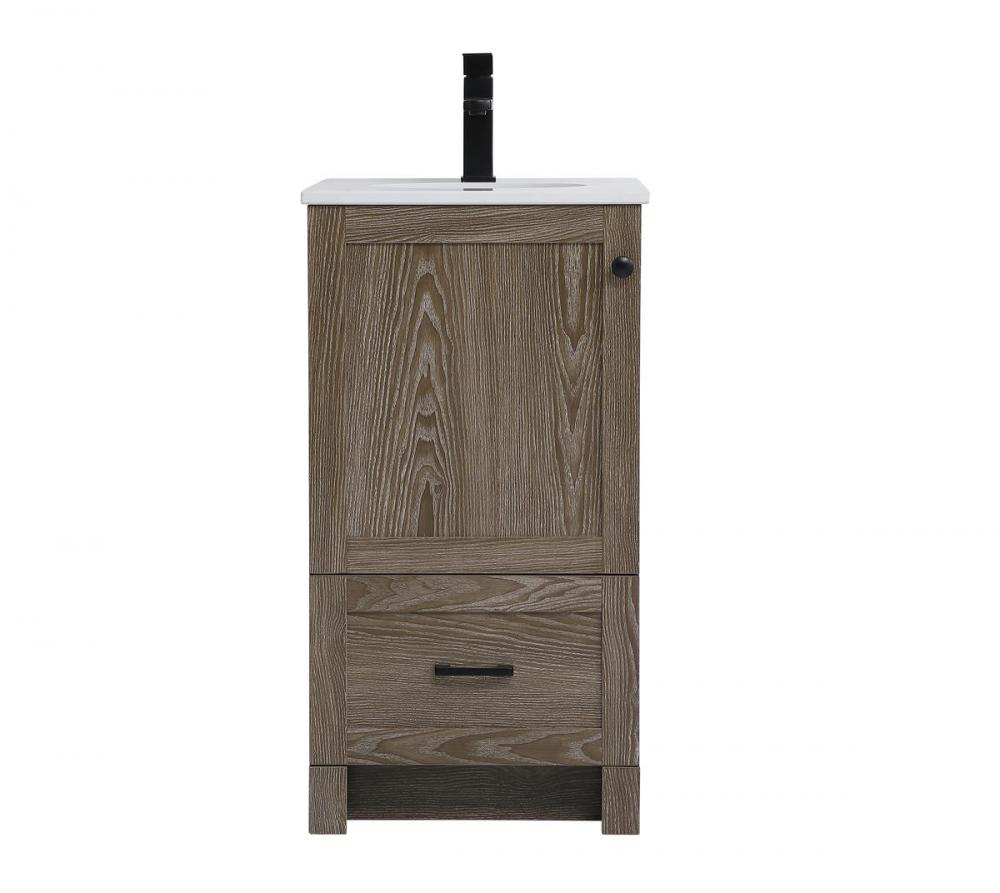 18 Inch Single Bathroom Vanity in Weathered Oak