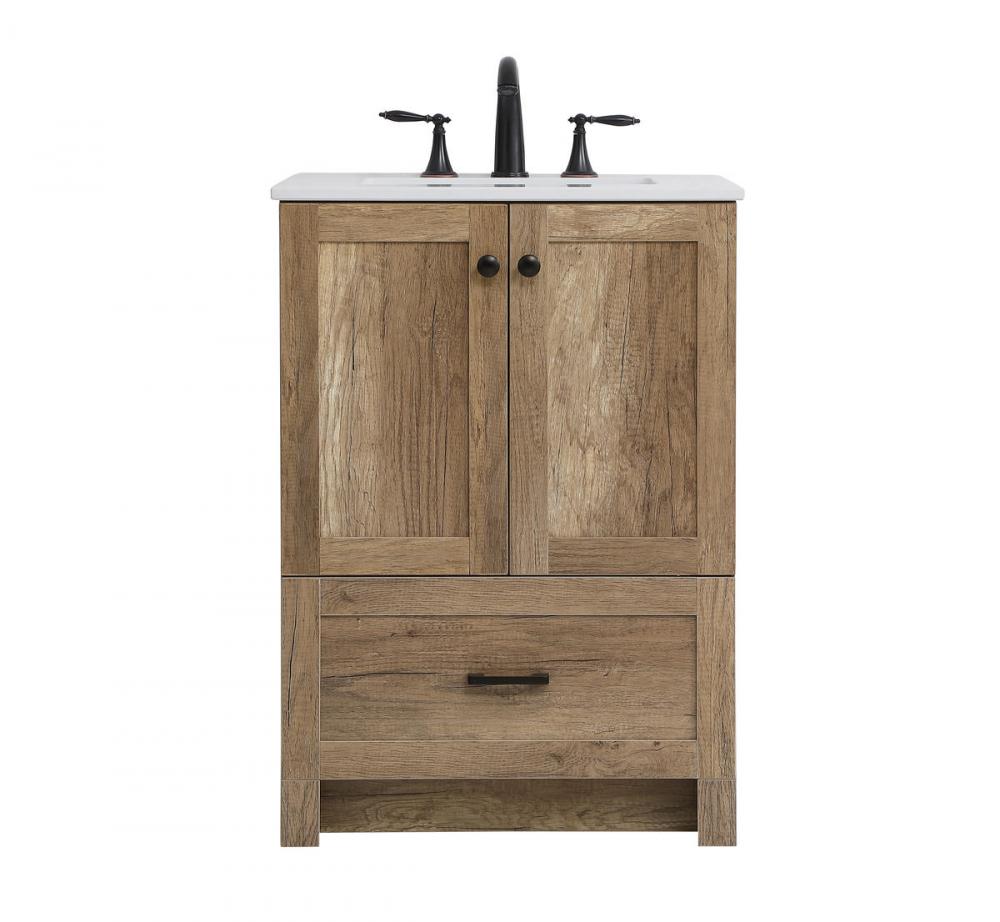 24 Inch Single Bathroom Vanity in Natural Oak