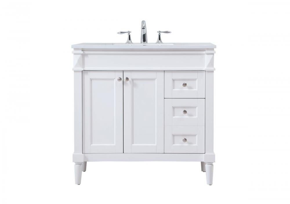 36 Inch Single Bathroom Vanity in White