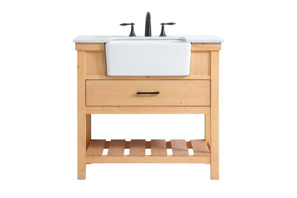 36 Inch Single Bathroom Vanity in Natural Wood