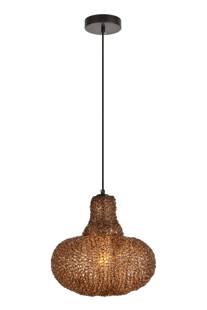 Finola Collection Pendant D11.8'' H12.6 Lt:1 Black and Coffee Finish